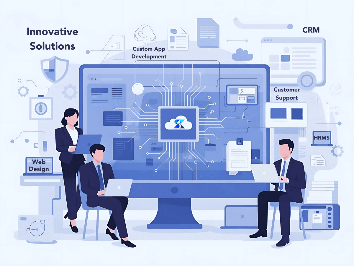Abstract technology visuals representing IT services